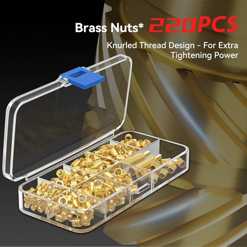 DACKZZM Heat Set Insert Tools kit 80W Digital Soldering Iron with Iron Tips and Heat Set Insert Tips, 220Pcs Threaded Inserts Brass Nuts for Plastic 3D Printer Parts - Image 4